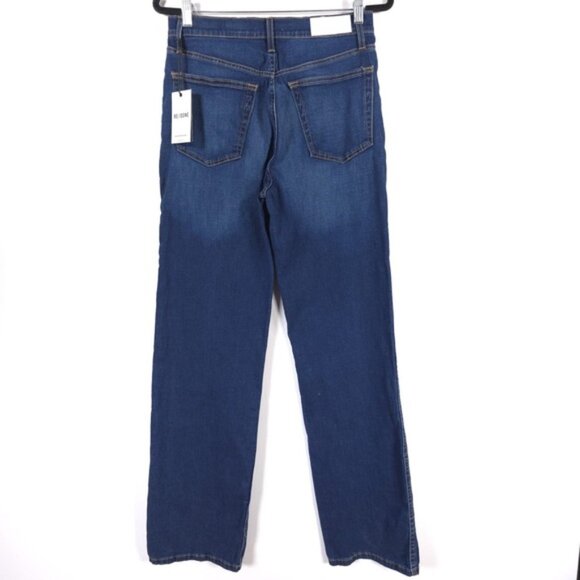 NWT RE/DONE Women’s 90s HIGH RISE LOOSE Deep Faded Blue Button Fly Jeans Size 27 - Picture 2 of 12